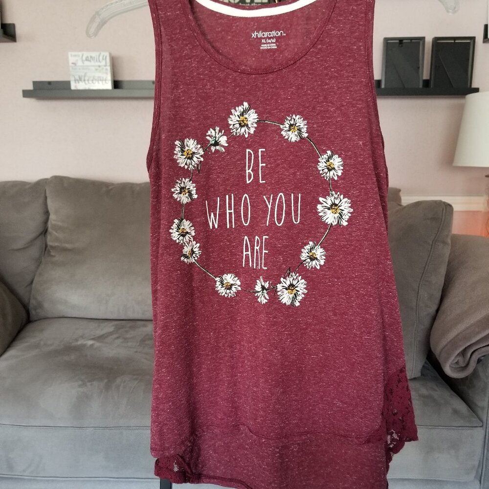 Xhilaration "Be who you are" Maroon Tank